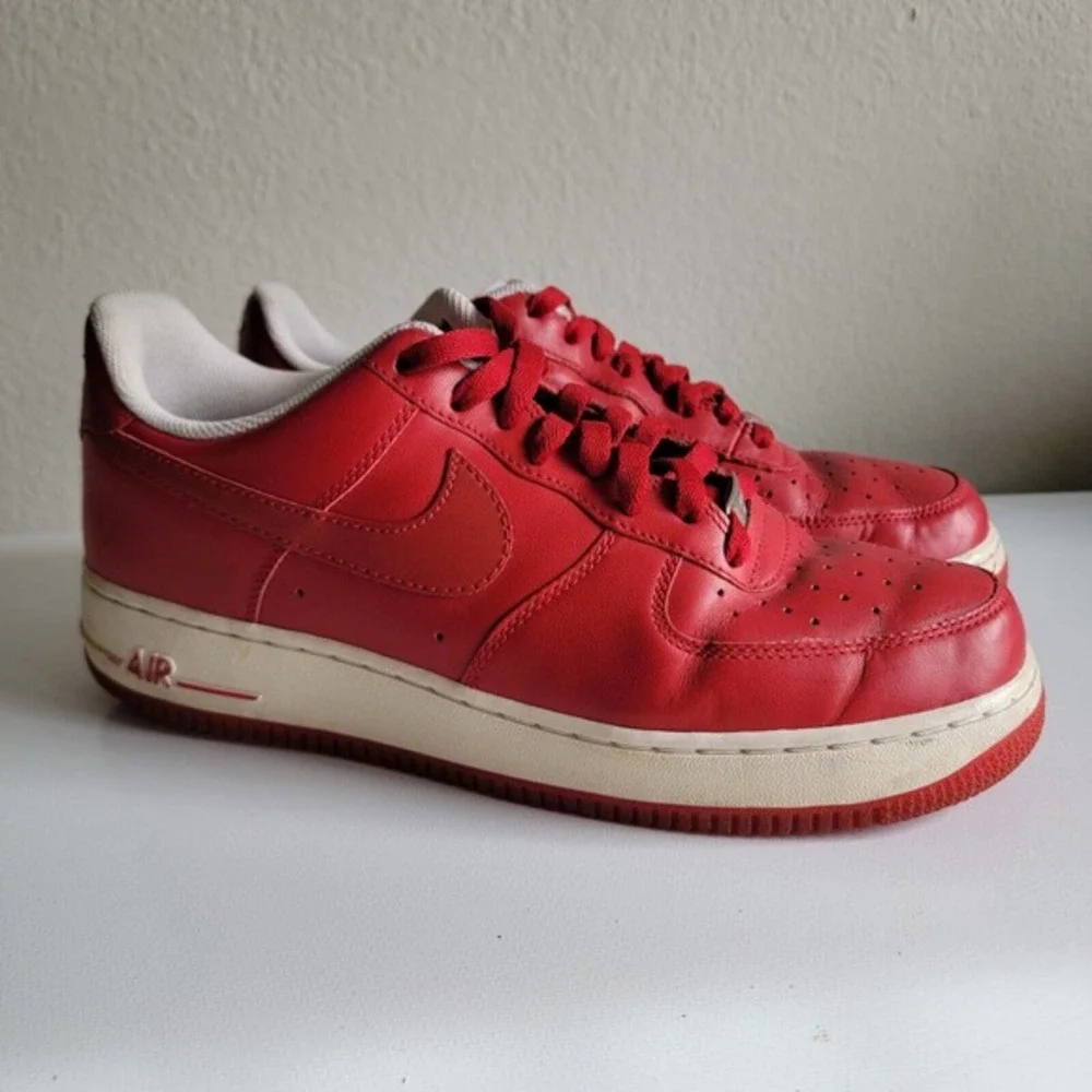 Nike Air Force 1 One 82 Low Men's‎ Shoes Size 10 White/Red 315122-661 Lace-Up